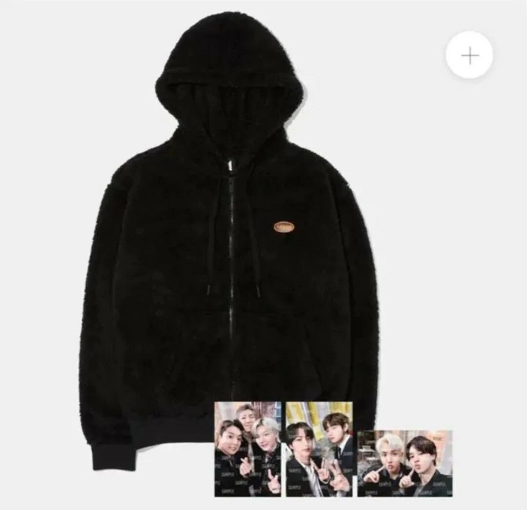 BTS PERMISSION TO DANCE PTD FLEECE ZIP-UP HOODIE black XL size With  photocard | eBay