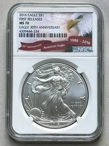 2016 S$1 Silver Eagle First Releases Eagle 30th Anniversary NGC MS 70;W048