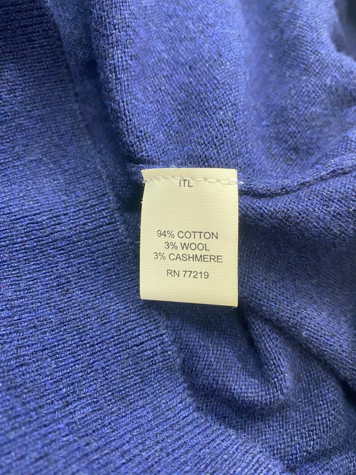 Joseph Abboud Sweater Men XL Navy Blue Argyle Wool Cashmere Blend Grandpa Preppy - Image 4 of 4