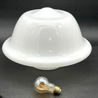 Atq Vintage Milk Glass School House Country Store Large Pendant Light Shade