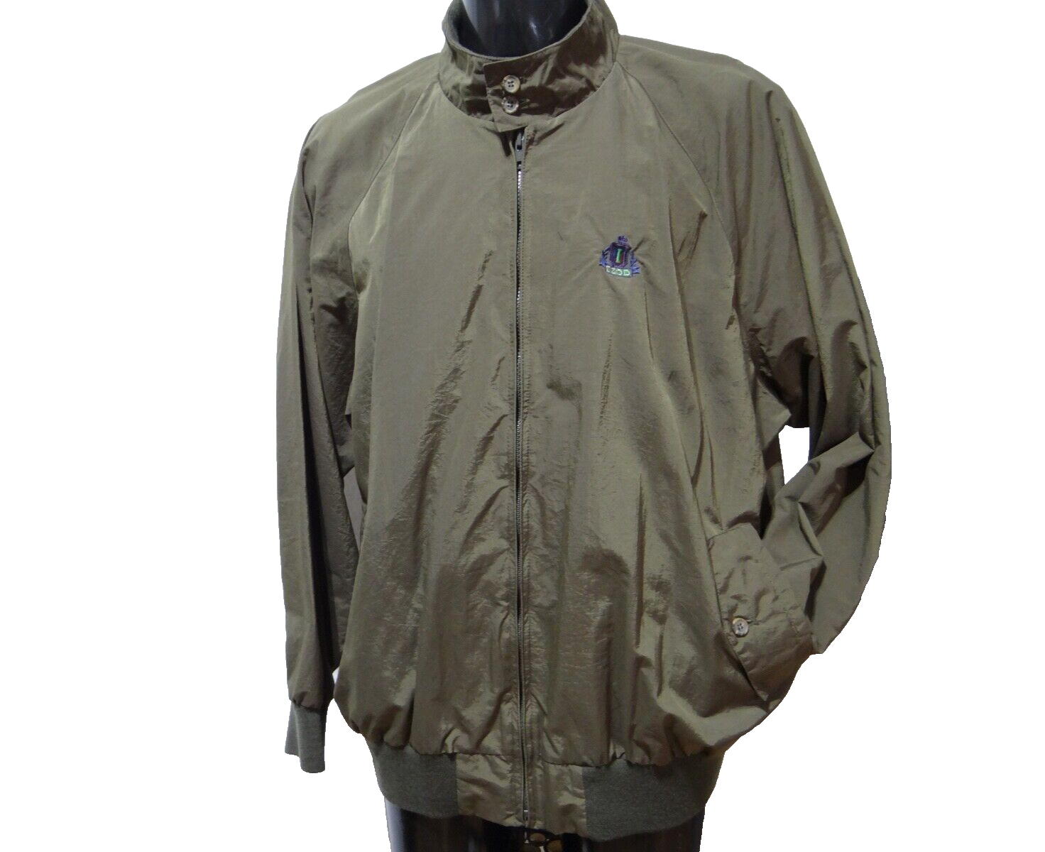 Vintage Izod Bomber Jacket Mens XL Green Lightweight Nylon Windbreaker 90's Y2K