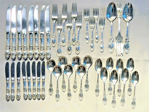 Wallace Sterling Silver LUCERNE Flatware 44 pc. Assorted, Soup, Serving, Etc.  N