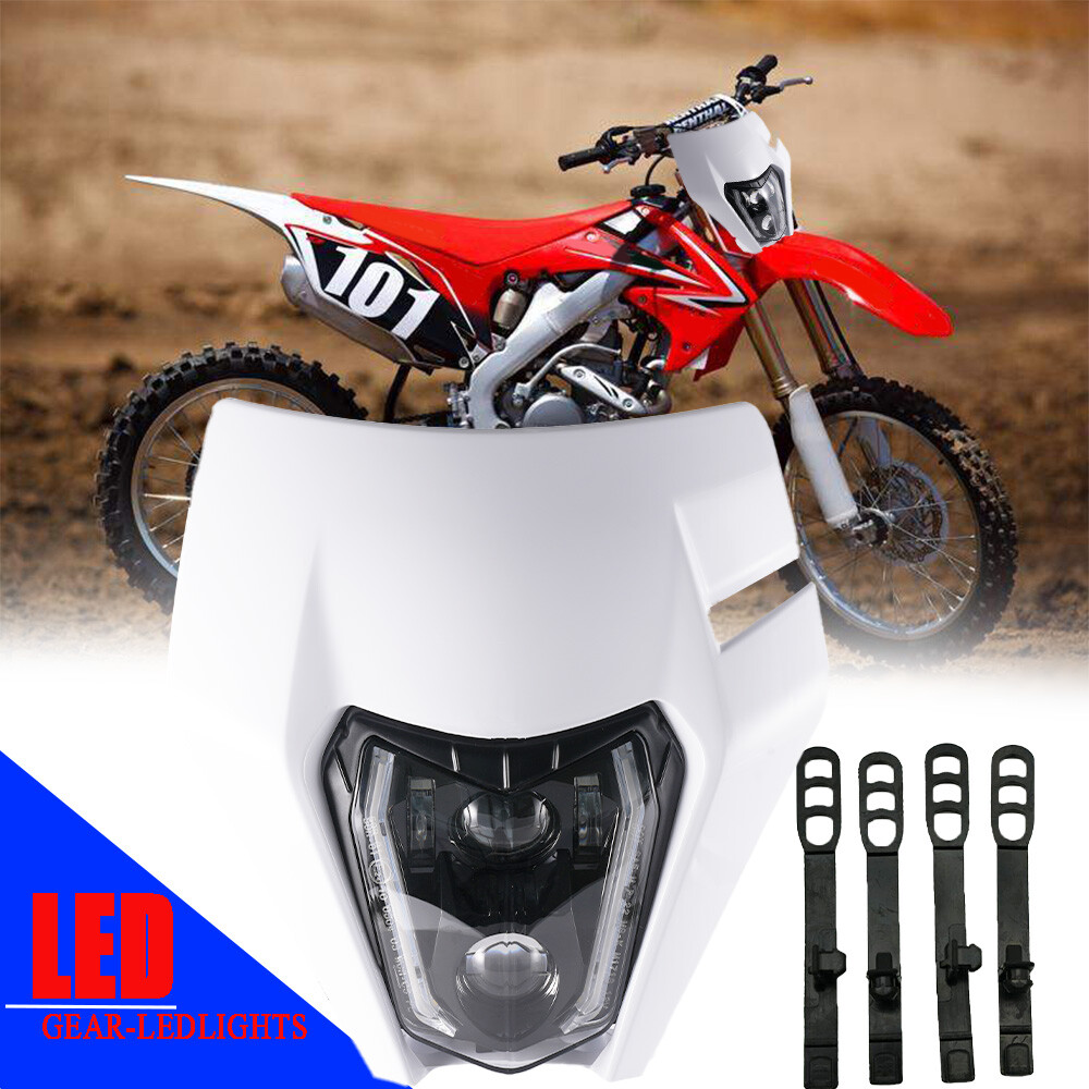 Phares LED Avec Carénage Rouge Pour Honda CRF250F/450R/XR400 Etc. - 84W - Certifié DOT/SAE - Neuf
