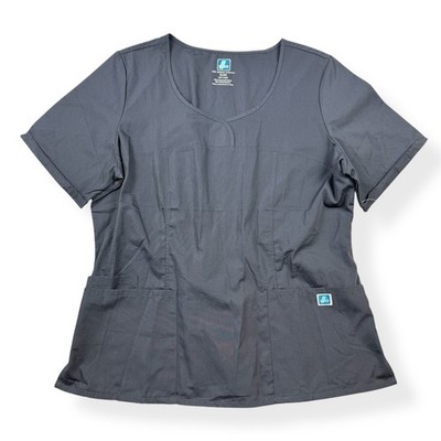 Adar Medical Uniforms Scrub Top Womens XL Pewter Gray Elastic Backing NWT