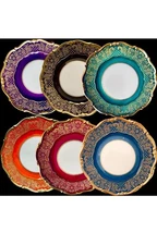 Weimar Dora 40051 (6) Colorful 8” Plates: Green, Blue, Orange, Red, Black,Purple