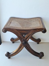 X Frame Cane Wood Stool Seat Wooden Stool Seat Berg�re Stool