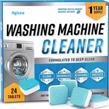 Washing Machine Cleaner Descaler 24 Pack - Deep Cleaning Tablets For HE Front