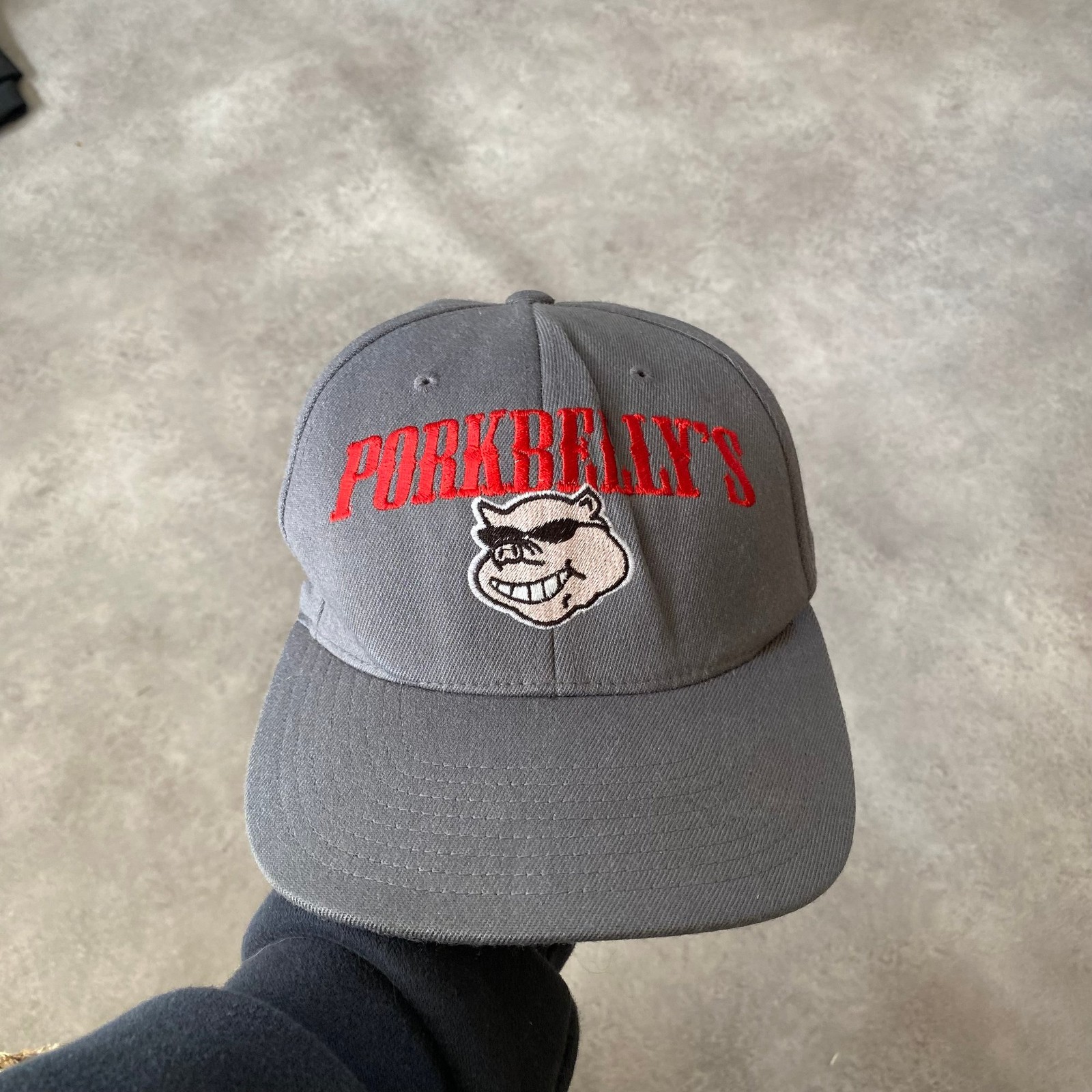 Port Authority Flexfit Baseball Cap Mens L/XL Vintage Embroidered Graphic, Grey