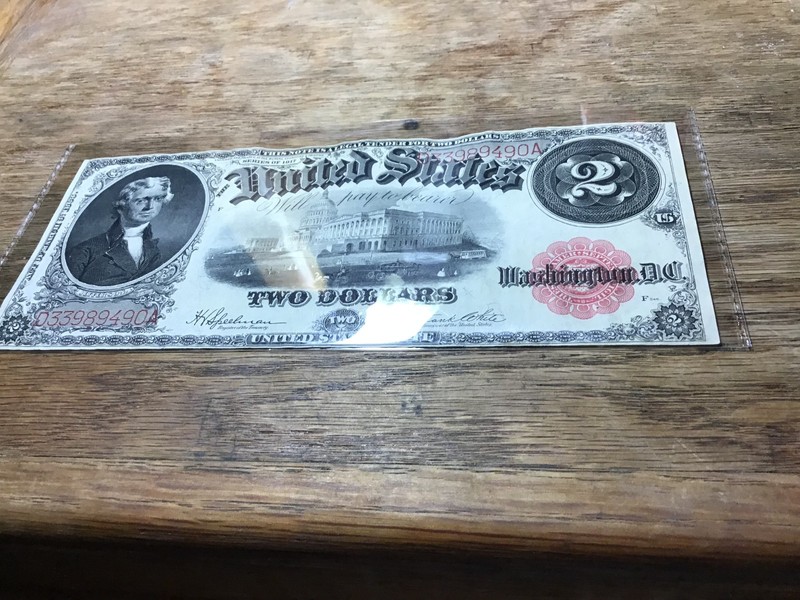 Series 1917 $2 Two Dollar United States Legal Tender Red Seal Large Note