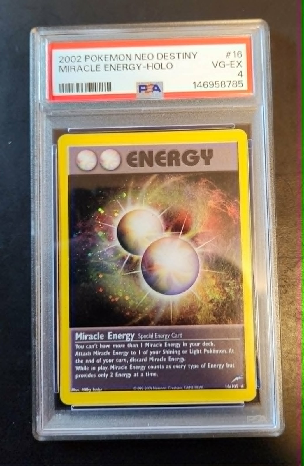 PSA 4 1999 2002 POKEMON NEO DESTINY #16 MIRACLE ENERGY-HOLO