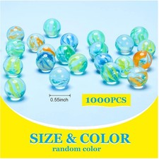 1000 Cat Eye Glass Marbles Bulk - Colorful Mix 0.55 Inch