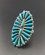 Navajo Turquoise Petit Point Ring ~Size 7