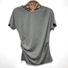 Athleta T-Shirt Active Short Sleeve Ruched Gray Solid Pullover Stretch Womens XS