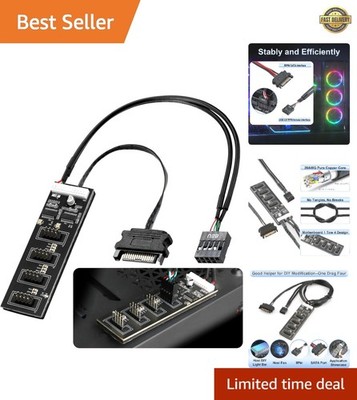 9Pin USB 2.0 Header Splitter with SATA Power - 1 to 4 Internal Hub Device