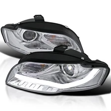 Fits 2006 2007 2008 Audi A4 S4 B7 Projector Led Strip Tube Headlights Left+Right