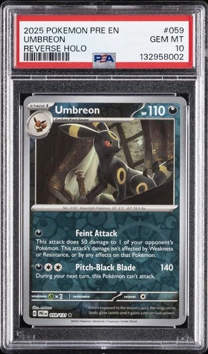2025 POKEMON PRE EN-PRISMATIC EVOLUTIONS REVERSE HOLO #059 UMBREON PSA 10
