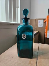 Vintage BLENKO WILLIAMSBURG RESTORATION Bottle Decanter Stopper RICH TEAL CW-12