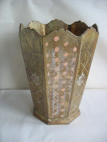 Vtg MCM Italy Florentine Gold Gilt Wood Umbrella /Cane Stand 14 1/4" x 7 1/2"