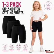 1-3 Pack Girls Cotton Cycling Shorts School PE Sports Under Dress Short Pants