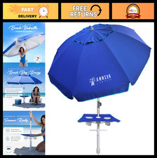 7ft Heavy Duty Beach Umbrella with Sand Anchor, Tilt Pole, UPF 50 , Portable Car