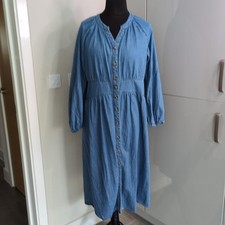 TU Woman Size 18 Denim Dress Button Through Long Sleeves Cotton Blend