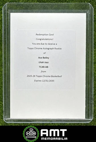 Ace Bailey RC Auto 2025-26 Topps Chrome Rookie Utah Jazz #TCAR-AB