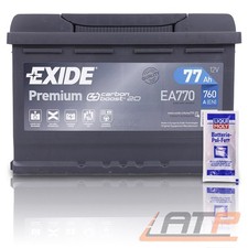 EXIDE AUTOBATTERIE 12V 77Ah STARTERBATTERIE 760A INKL LIQUI MOLY BATTERIEPOLFETT
