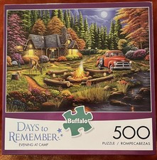 EVENING A CAMP Buffalo Games CABIN & CLASSIC TRUCK 500 Pieces Puzzle~Made in USA