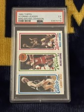 1980 TOPPS SCORING LEADER JULIUS ERVING/LARRY BIRD/MAGIC JOHNSON PSA 5