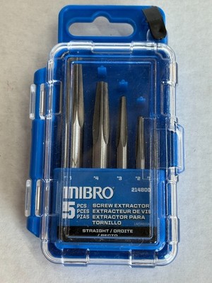 Mibro 214800 Straight Screw Extractor Set 5 Piece with Plastic Storage Case   Ci