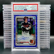 2020 Bowman Adley Rutschman Chrome Prospect Autographs Blue Ref PSA 10 #/150