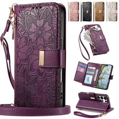 For Samsung Galaxy S24 S25FE S26 Ultra Magnetic Leather Zipper Wallet Stand Case