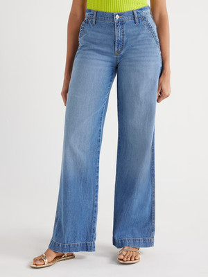 Scoop Women s Slouchy Wide Leg Jeans, Size 6 Medium Denim --A52--