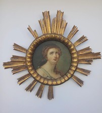 Antico dipinto ad olio S. Maria Maddalena, tedesca, barocca del 1800, cornice da sole