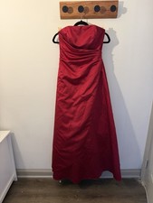 David's Bridal Red Strapless Bridesmaid Dress Size 4 with Side Embellishment
