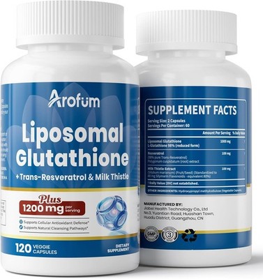 Liposomal L-Glutathione Reduced Setria Trans-Resveratrol Milk Thistle Liver x120