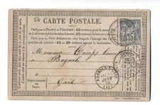 TIMBRE sur Carte Précurseur 1878 SAGE 15c de PONT ST ESPRIT à BAGNOLS Gard