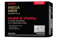 GNC Mega Men Health  Vitality Vitapak 30 Daily Pcks 4-in-1 Complete Daily 07/26