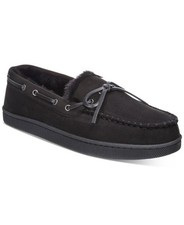 Club Room Men's Moccasin Slippers in Black-Small 6-7