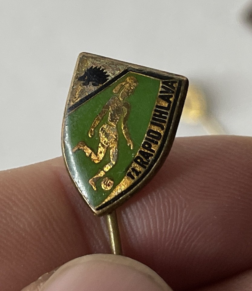 Vintage Brass & Enamel Football Soccer RAPIO JIHLAVA Sport Stick Pin ...