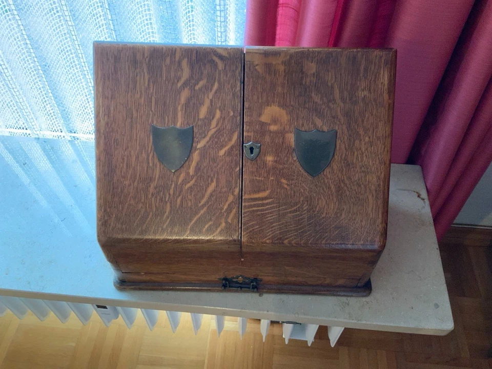 Schreibtisch Aufsatz, Briefpapier und Schreibutensilien Aufbeahrung, alt - Bild 2 von 3