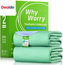 Washable Bed Pads for Adult Incontinence 34 x 36 Heavy Absorbency Pack of 2