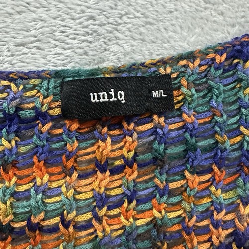 Uniq Knit Sweater Women M / L Multicolor Stripes Hippie Vintage Boho - Picture 2 of 7