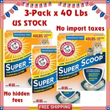 Arm & Hammer Super Scoop Unscented Clumping Clay Cat Litter 40 lbs Pack of 3 Set