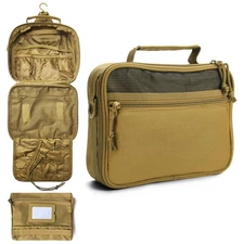 Men's Toiletry Bag Travel Organizer Dopp Kit Bathroom Hanging Khaki Color