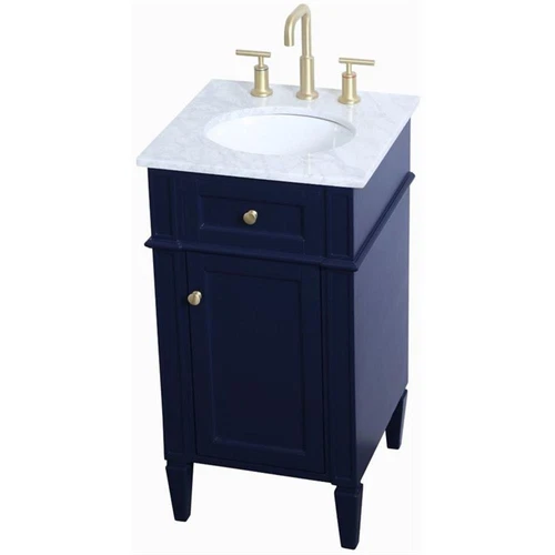 Elegant Decor Williams 18" Single Marble Top Bathroom Vanity in Blue - Picture 1 of 16