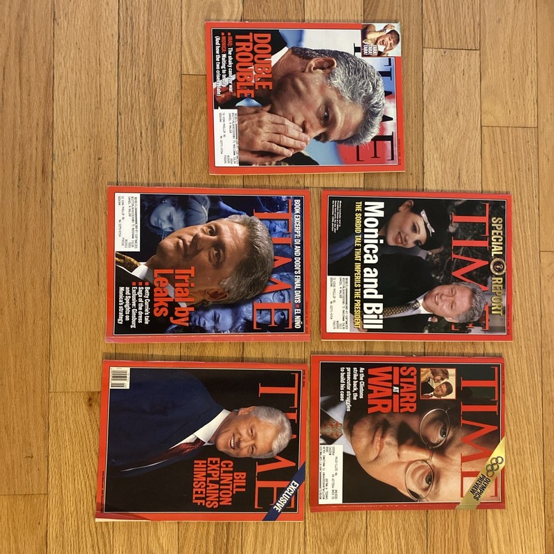 Lot Of 5 Vintage 1998 2004 TIME Magazines Bill Clinton Scandal, Lewinsky , Starr