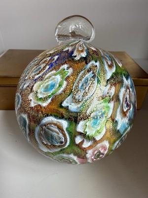 Murano Hand Blown Glass Millefiori Design 4 Inch Ornament Italy
