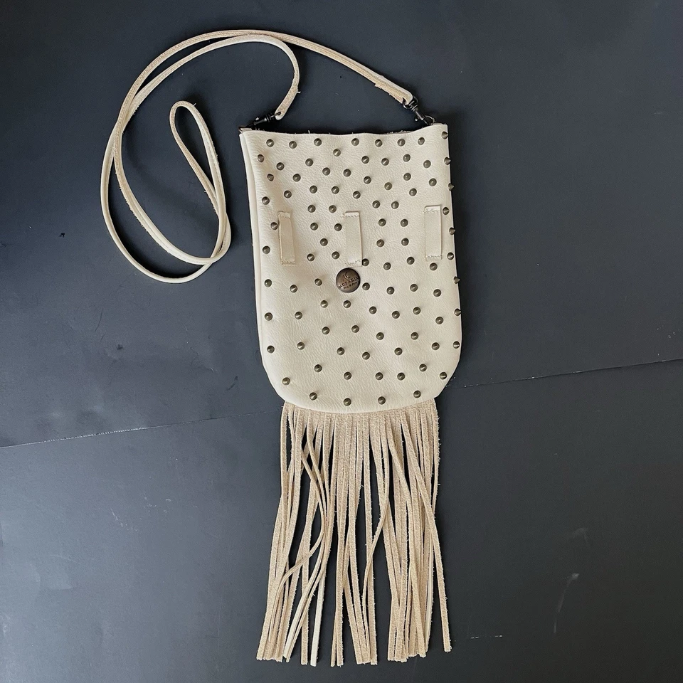 Bolso Bandolera Stacy and Laurie Mcfadin Cuero Tostado Bohemio Flecos Foto 2 de 4