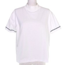 Great HERMES Short sleeve T-shirt cartouche Mock neck white cotton 40 3E4621DL